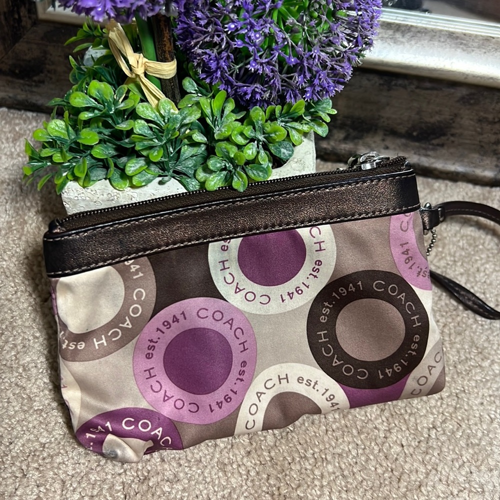 Coach Zip Wristlet Wallet Satin
